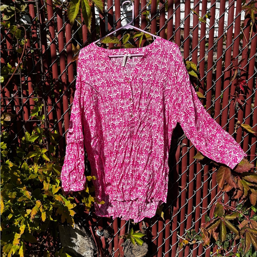 Grand & Greene Pink and White Floral Blouse